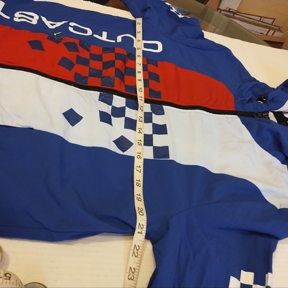 M. Society men's blue red & white Full Zip hooded racers Jacket size small - Picture 11 of 12